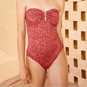Ulla Johnson Monterey Maillot Strapless One-Piece Swimsuit Size Small